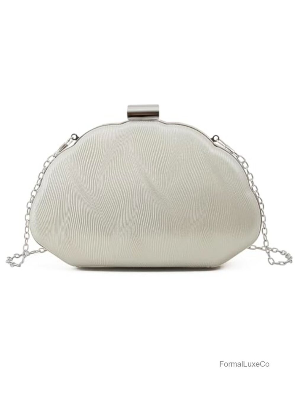 Acrylic Metallic Shell Evening Bag with Detachable Chain for Weddings